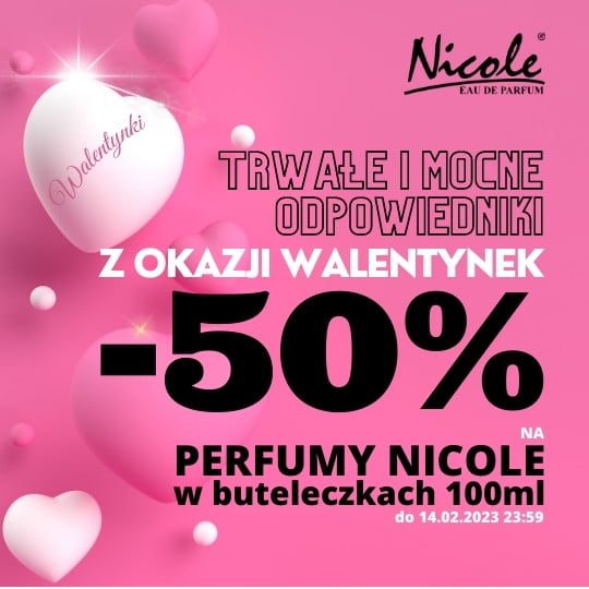 Perfumy promocja Walentynki sklep nicole 50p a